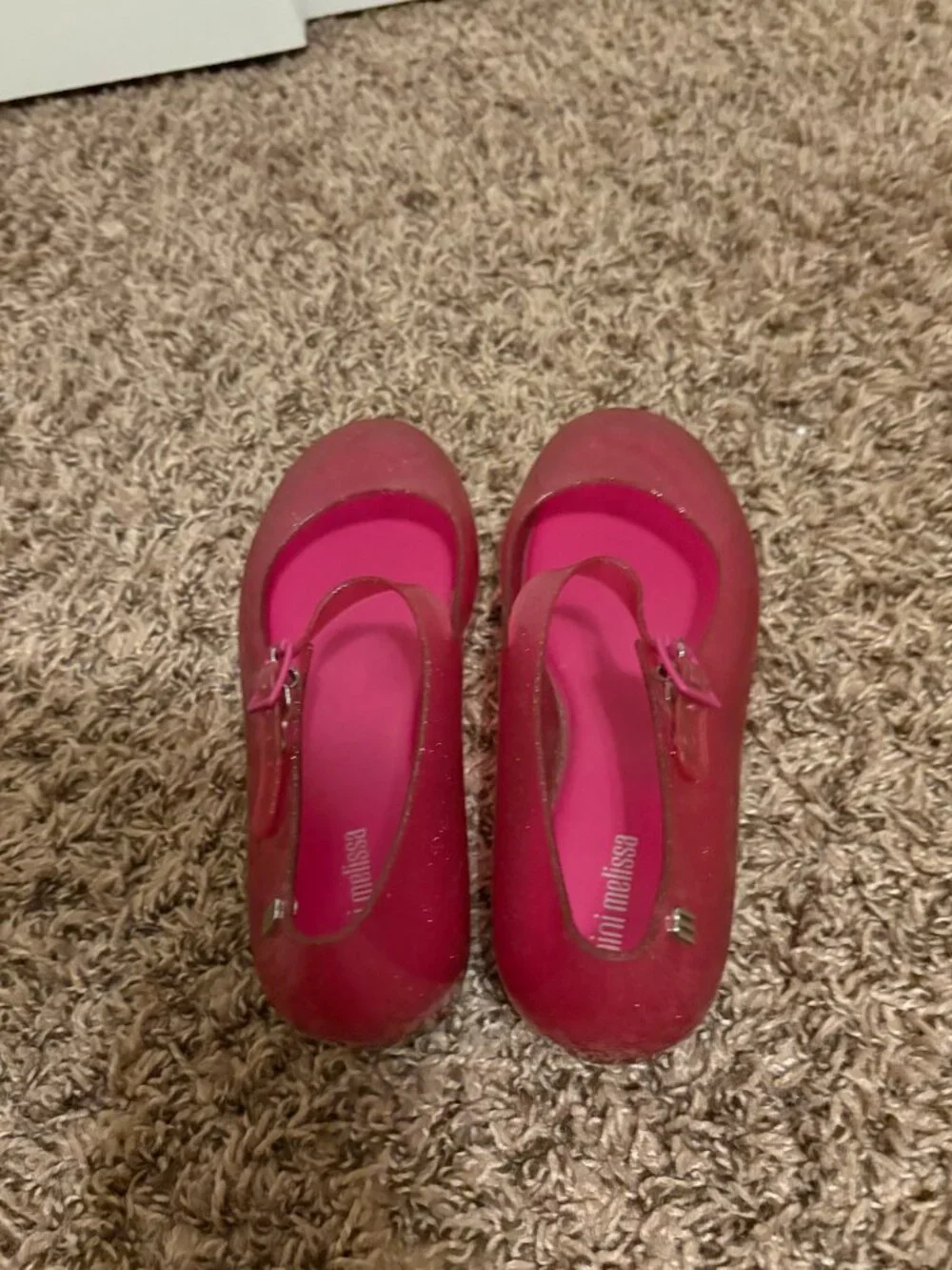 Mini Melissa Pink Jelly Mary Janes Girls Size 4 Sparkly Party Ankle Strap Buckle